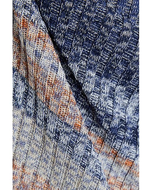 Zimmermann Gray Striped Ribbed-knit Midi Dress