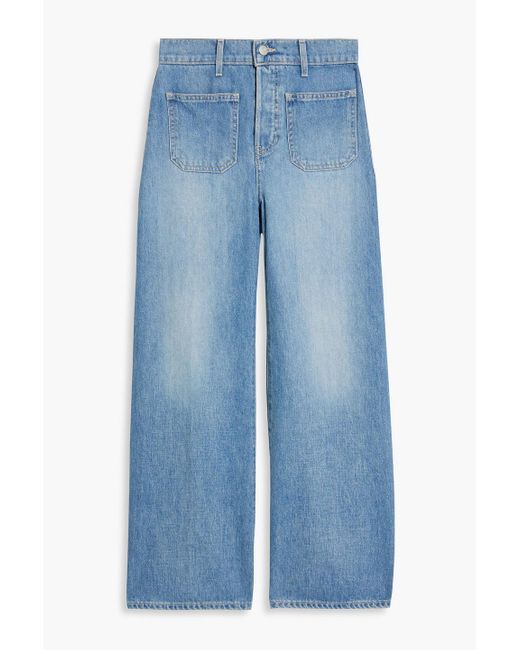 Veronica Beard Blue Grant Cropped High-rise Wide-leg Jeans