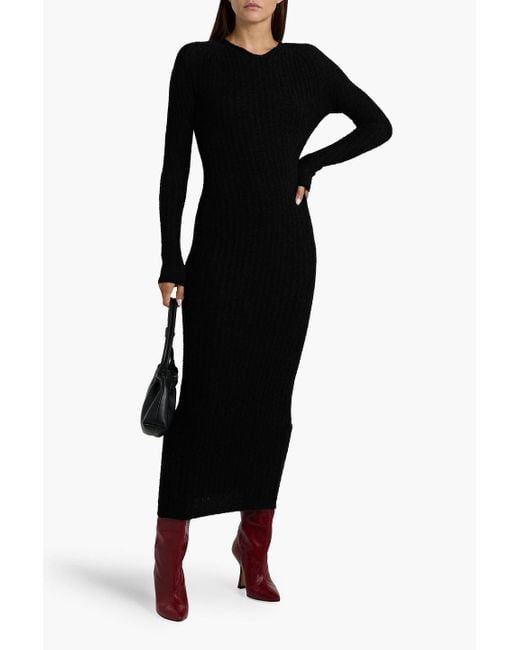 Totême  Black Midikleid aus bouclé-strick aus einer gerippten wollmischung