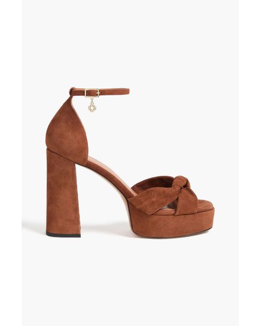 Maje Brown Knotted Suede Platform Sandals