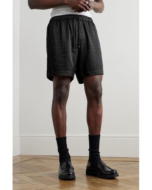 Amiri Black Straight-Leg Jacquard Drawstring Shorts for men