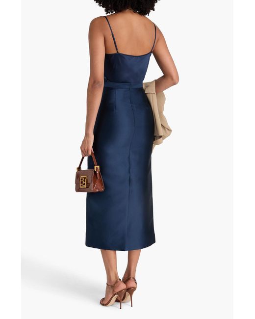 Erdem Blue Sequin-Embellished Mikado Midi Pencil Skirt