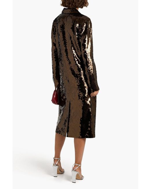 Tibi Black Sequined Crepe Midi Skirt