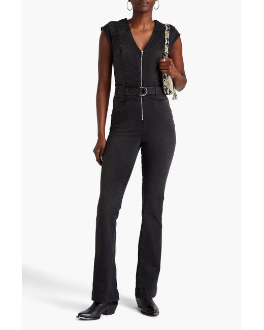 PAIGE Black Laurel Canyon Belted Denim Jumpsuit