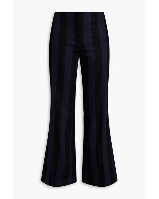 By Malene Birger Erika Striped Stretch Cotton-twill Flared Pants in ...