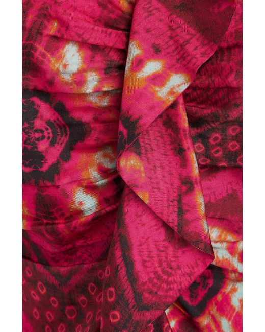 Ulla Johnson Red Vida Ruffled Printed Silk-twill Top