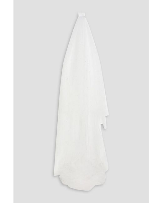 Rebecca Vallance White Bead-Embellished Tulle Veil
