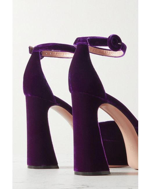 Gianvito Rossi Purple Holly D'orsay 120 Velvet Platform Pumps