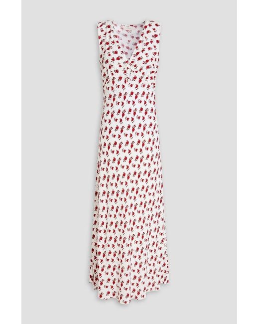 Faithfull The Brand White Josephine Floral-Print Crepe Maxi Dress