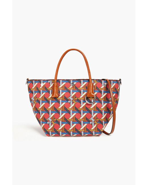 Tory Burch Red Printed Shell Tote