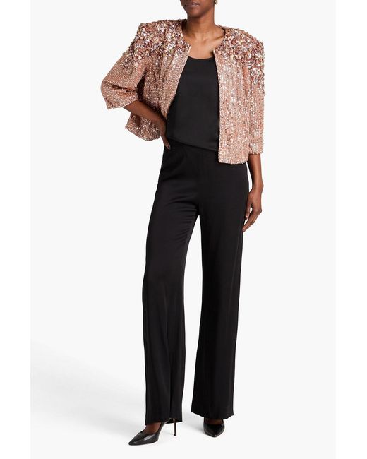 Jenny Packham Black Satin Flared Pants