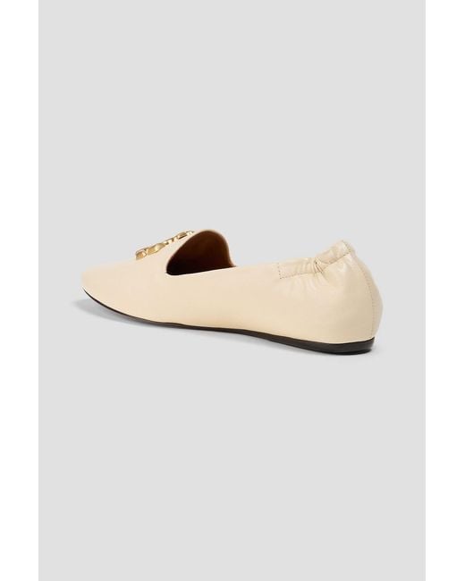 Tory Burch Natural Eleanor Embellished Leather Loafers