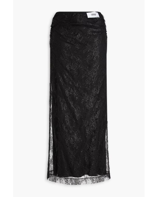 Dolce & Gabbana Black Appliquéd Draped Lace Maxi Skirt