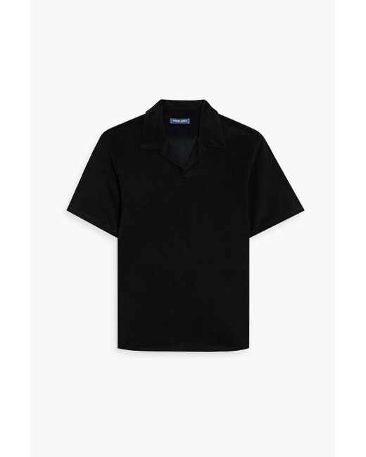 Frescobol Carioca Black Faustino Cotton, Lyocell And Linen-blend Terry Polo Shirt for men