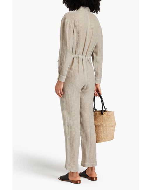 LeKasha Natural Jawadah Linen-Gauze Jumpsuit