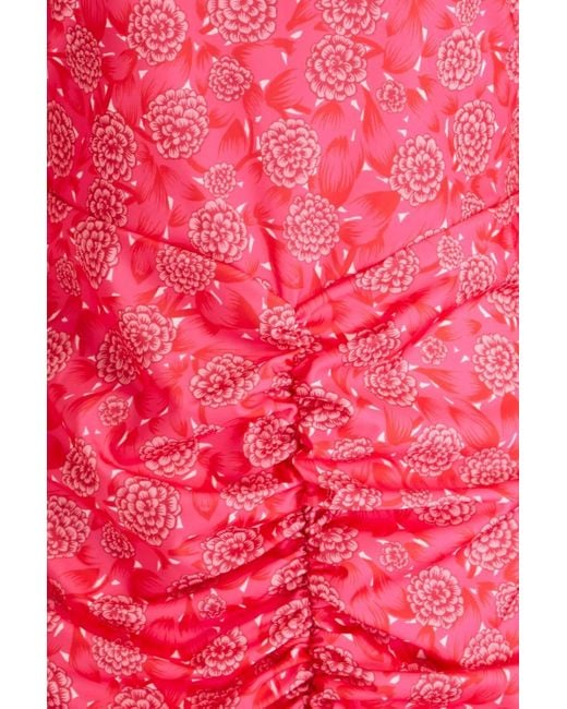 ROTATE BIRGER CHRISTENSEN Red Miki Ruched Floral-print Jersey Mini Dress