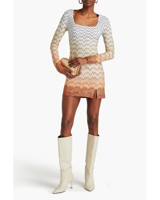 Missoni White Metallic Crochet-knit Mini Dress