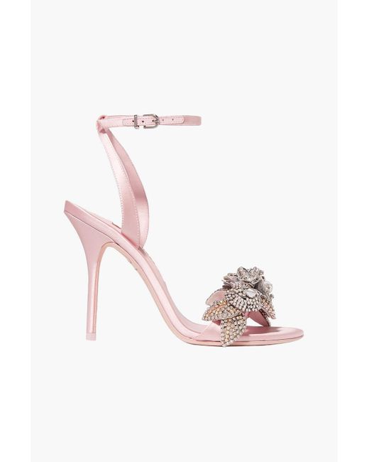 Sophia Webster Pink Lilico Crystal-embellished Satin Sandals