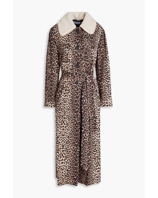 Rixo Brown Cynthia Leopard-print Twill Trench Coat