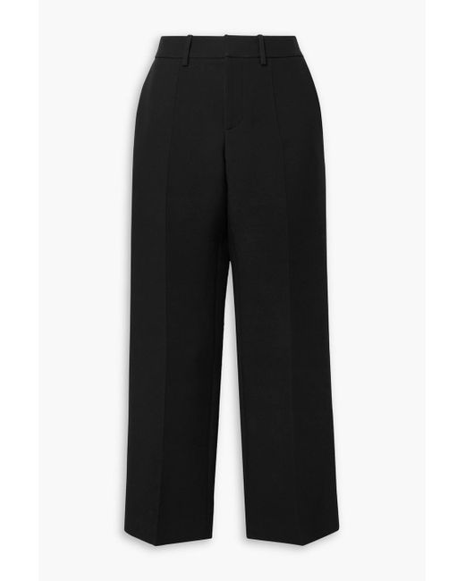 Brandon Maxwell Black Cropped Wool-blend Straight-leg Pants