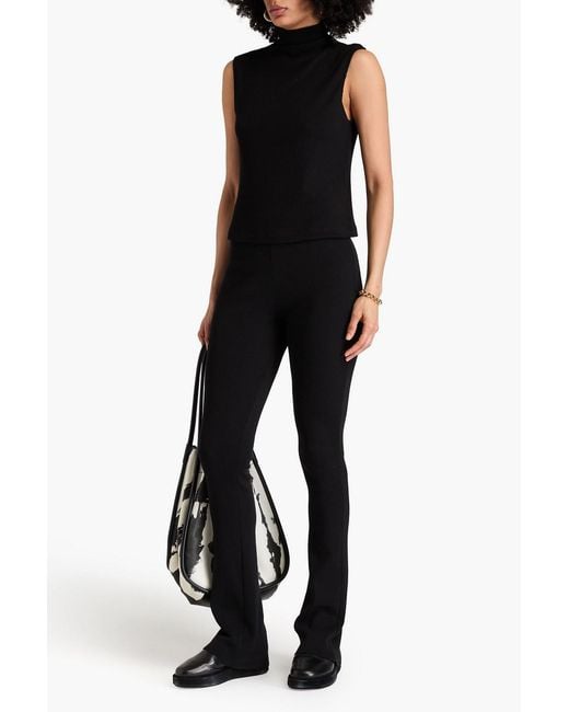 Enza Costa Black Ribbed-knit Turtleneck Top