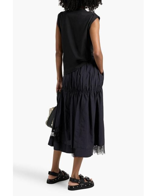 3.1 Phillip Lim Black Embellished Jersey-Paneled Tencel And Cotton-Blend Midi Dress