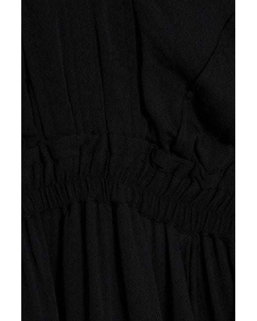 IRO Black Furia Lace-paneled Ruffled Crepe Mini Dress