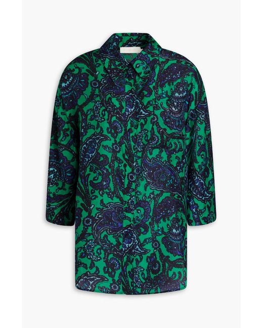 Zimmermann Green Pasiley-print Silk-satin Shirt