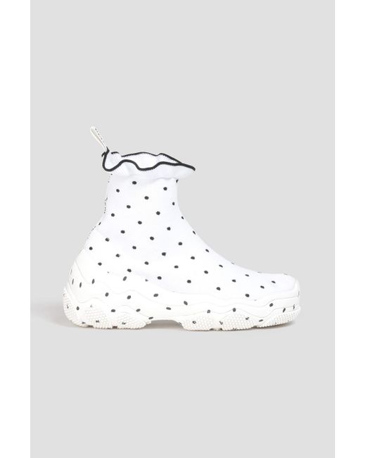 Red(v) White Glam Run Polka-dot Stretch-knit High-top Sneakers