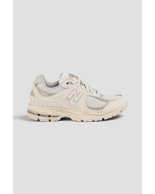 New Balance White 2002r Mesh And Suede Sneakers
