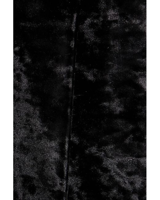 Anna Sui Black Pleated Crushed-velvet Mini Dress