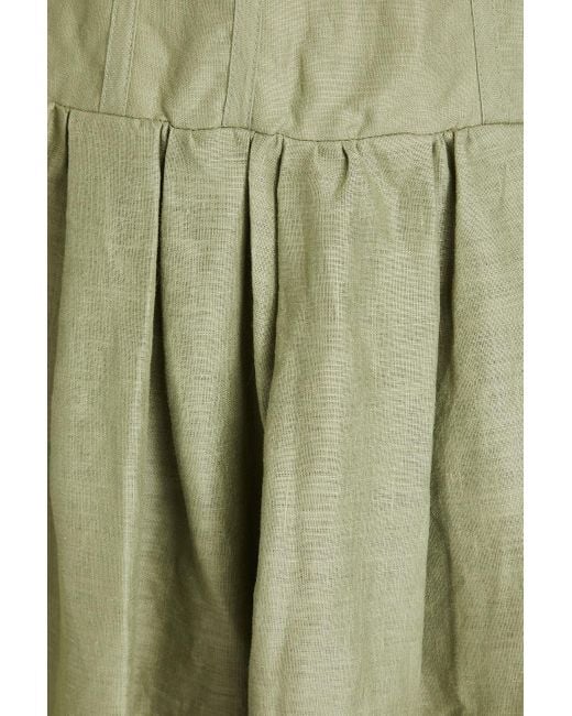 Nicholas Green Makenna Pleated Linen Midi Dress