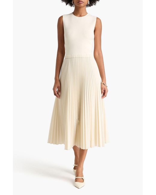 Theory Natural Pleated Woven Midi Dress