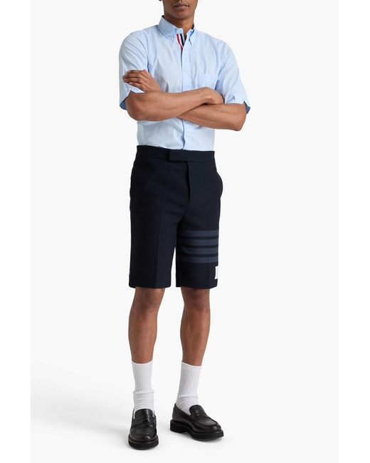 Thom Browne Blue Striped Cotton-Twill Shorts for men
