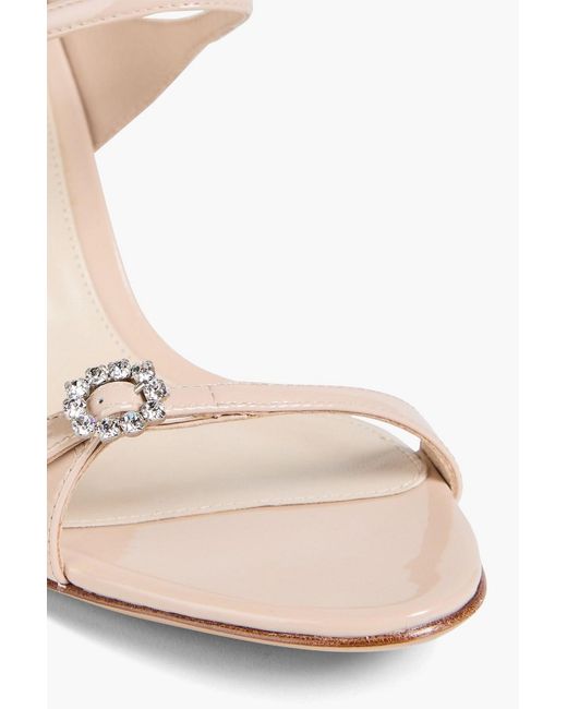 Alexandre Birman Natural Anastasia Embellished Patent-Leather Sandals