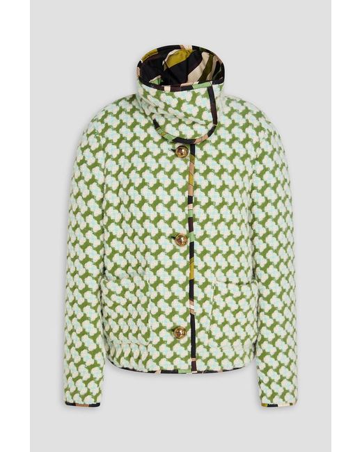 Emilio Pucci Green Jacquard-Knit Wool-Blend Jacket