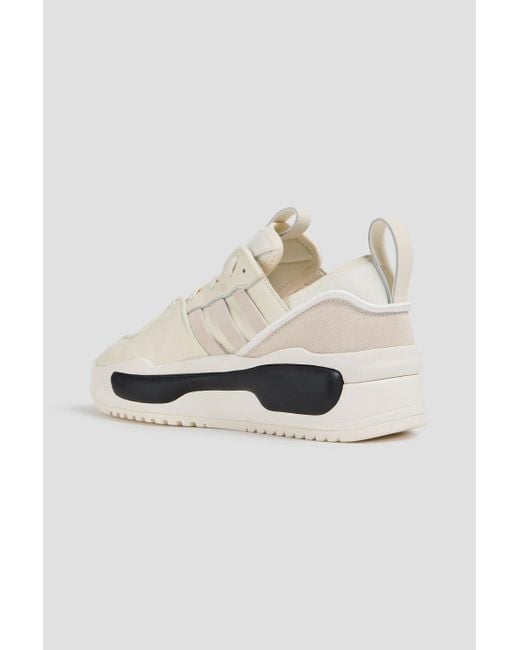 Y-3 White Rivalry Leather, Suede And Scuba Sneakers for men