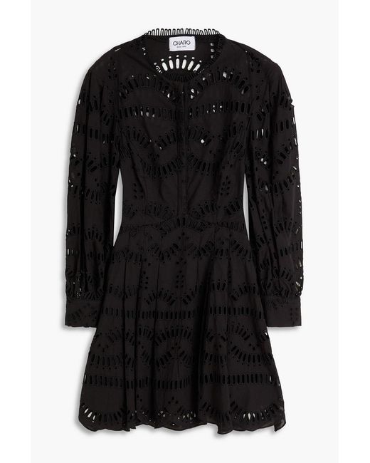 Charo Ruiz Black Franca Broderie Anglaise Mini Dress