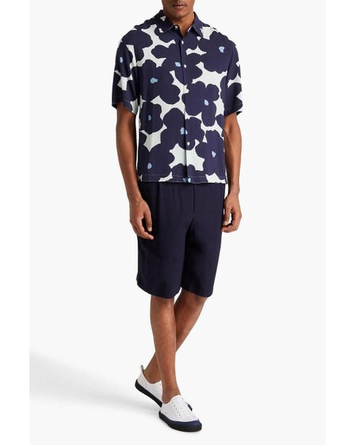 Sandro Blue Floral-print Woven Shirt for men