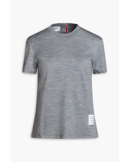 Thom Browne Gray Appliquéd Stretch-cotton And Silk-blend Jersey T-shirt