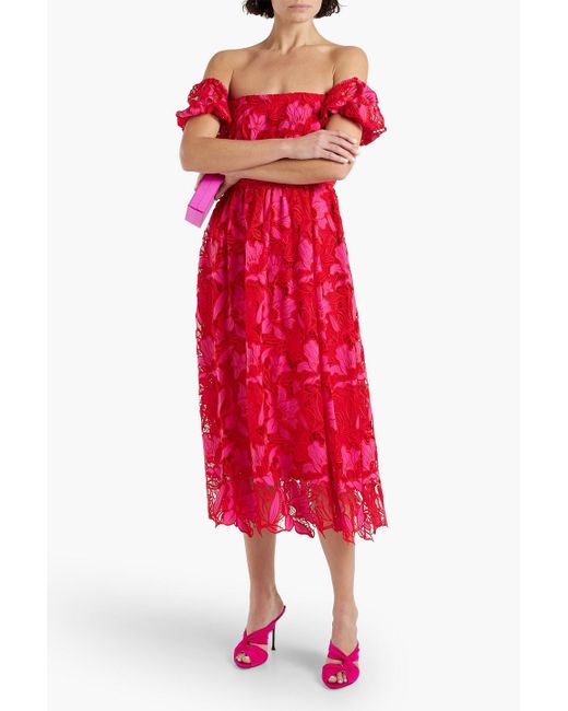 ml monique lhuillier off the shoulder midi dress ml Monique Lhuillier Elodie Organza Midi Dress
