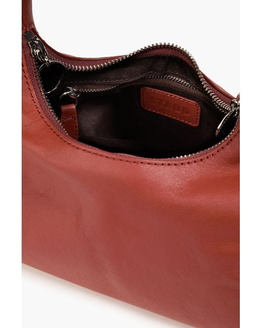 Staud Red Enzo Mini Leather Shoulder Bag