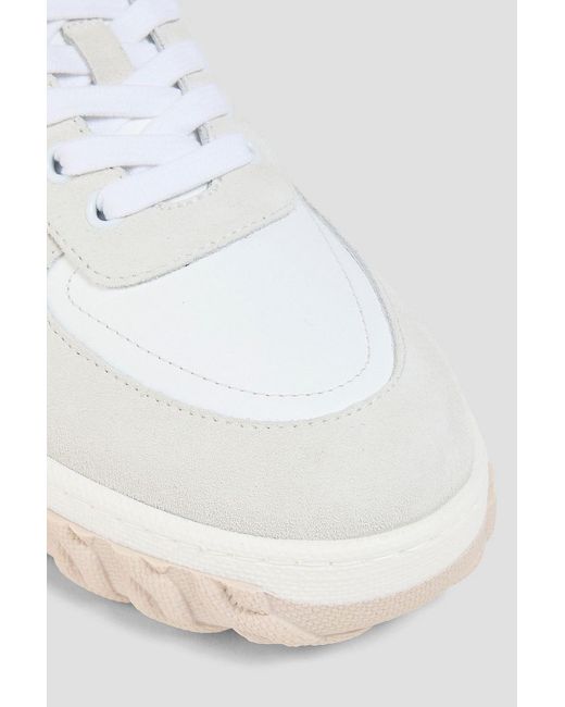 Thom Browne White Letterman Leather And Suede Sneakers for men