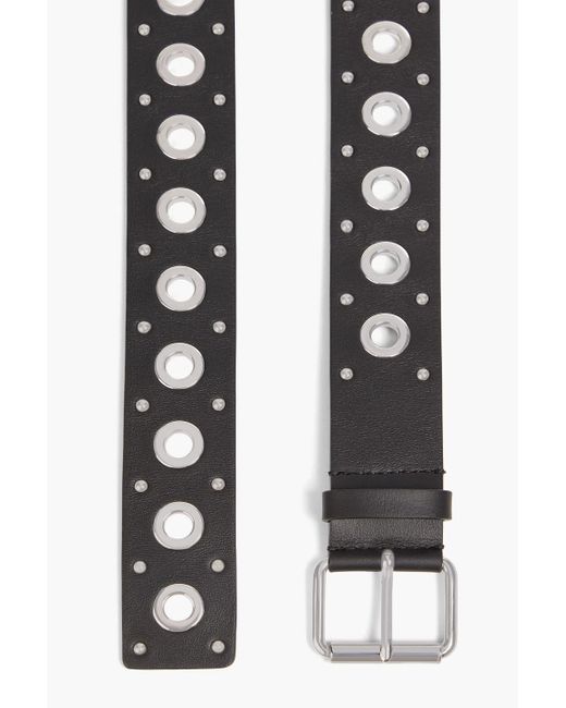 Maje Black Studded Leather Belt
