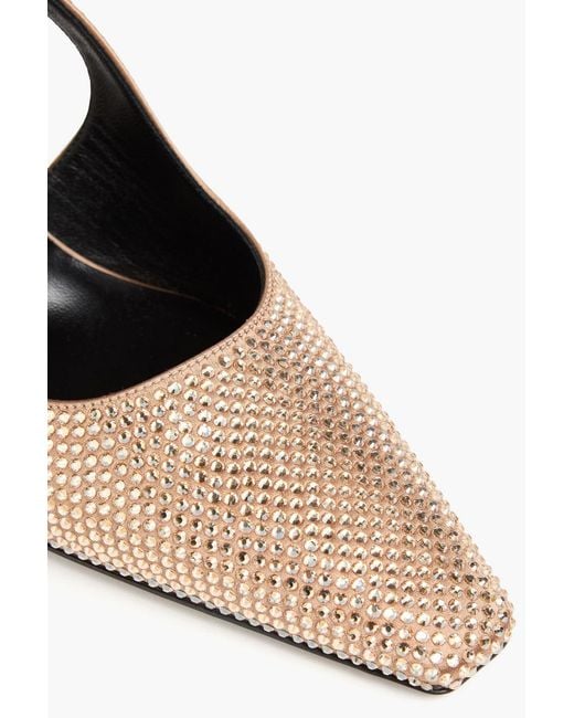 Versace White Medusa Crystal-Embellished Satin Slingback Pumps