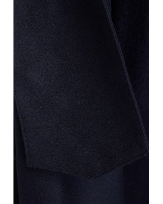 Tibi Blue Draped Wool-twill Top