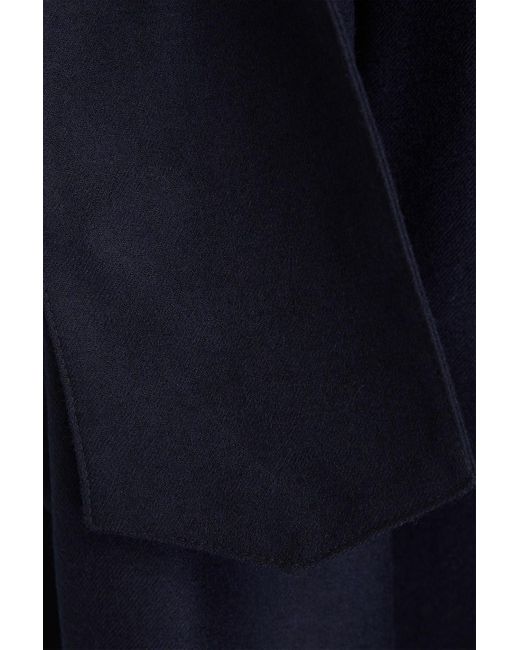 Tibi Blue Draped Wool-twill Top
