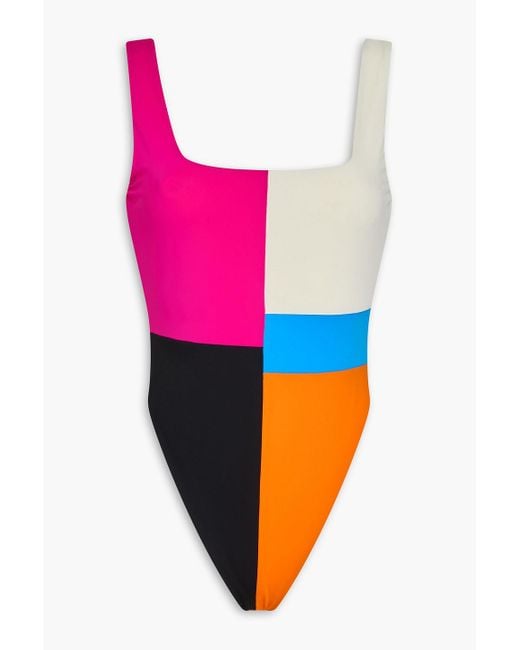 Mara Hoffman Pink Idalia badeanzug in colour-block-optik