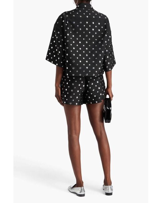 Sandro Black Studded Faille Shorts