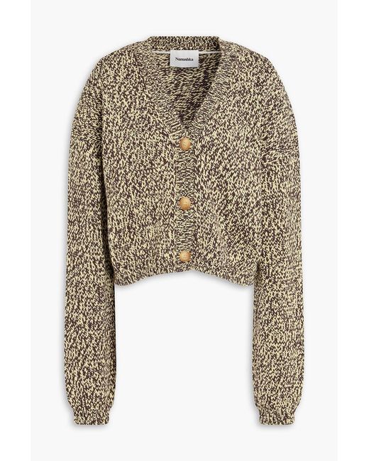 Nanushka Brown Caliz Cropped Cotton-Blend Cardigan